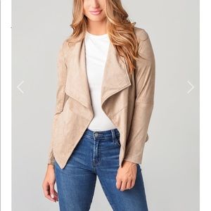 BB Dakota Beige Suede Drape Front Jacket